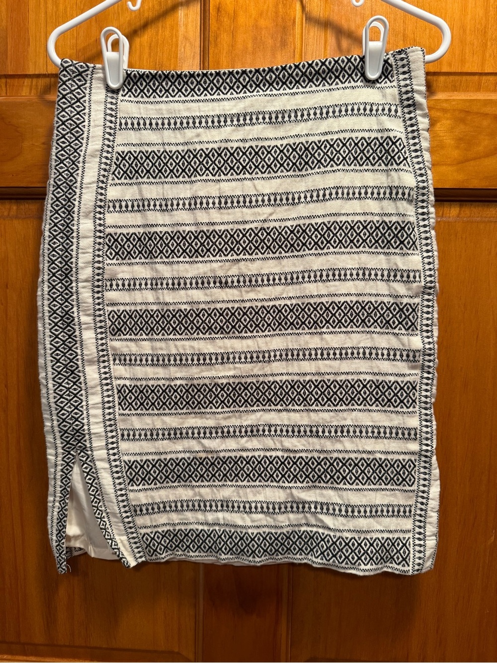 LOFT Black and White Striped Diamond Knit Pencil Skirt